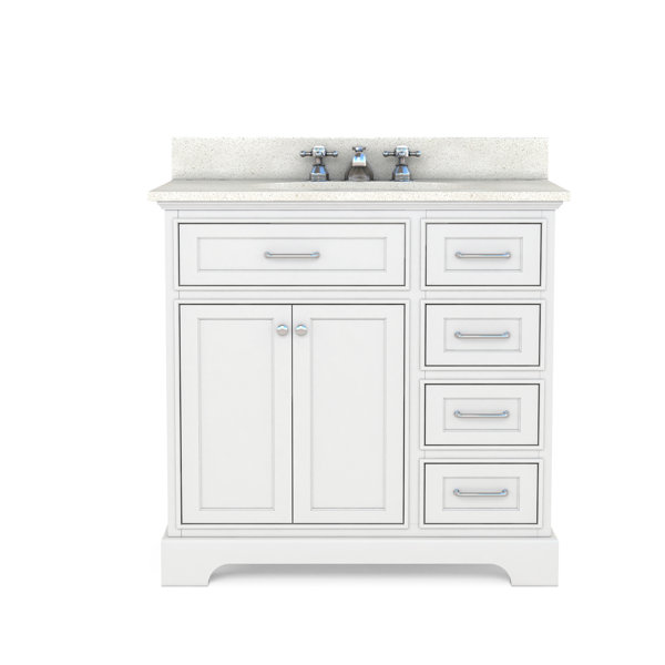 Red Barrel Studio® Ventura 36" Solid Wood Bathroom Vanity with Durable Quartz Top, Single Basin